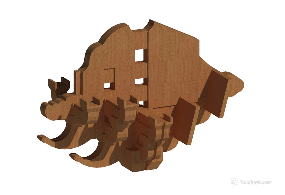 Decorative Wooden Architectural Component Featuring Ornate Carvings And Structural Details 3d model 