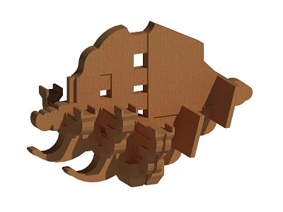 Decorative Wooden Architectural Component Featuring Ornate Carvings And Structural Details 3d model