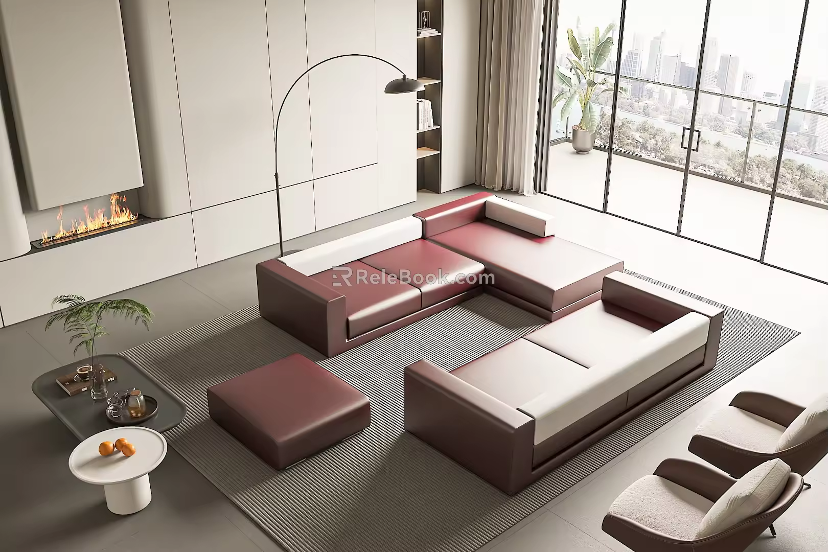 Modern sofa coffee table combination 3d model