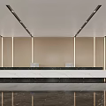Modern Sales Office Interior Design With Marble Reception Desk And Recessed Lighting