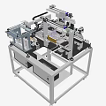Automated Industrial Equipment With Mechanical Arm Conveyor Belt And Control Panel