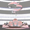 Art Installation Spiral Pink Structure With Gold Cloud Decorations Petal Shaped Base And 2023 Elements 3d model