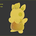 Cute Yellow Cartoon Creature Character 3D Model With Big Ears Round Chest Patch Standing Pose 3d model