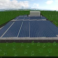 Parking Lot With Solar Panels Covered Roof And Green Surrounding Landscaping