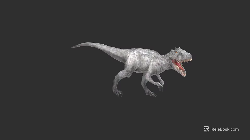 Gray Reptile Tyrannosaurus Rex with Open Mouth and Sharp Teeth on Dark Background 3d model 