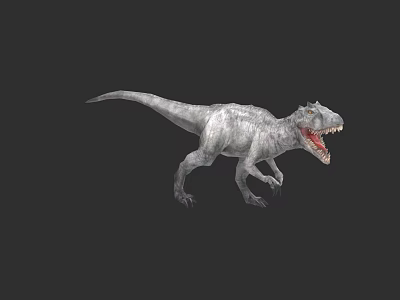 Gray Reptile Tyrannosaurus Rex with Open Mouth and Sharp Teeth on Dark Background 3d model