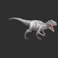 Gray Reptile Tyrannosaurus Rex with Open Mouth and Sharp Teeth on Dark Background