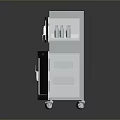 Stainless Steel Double Layer Storage Cabinet With Transparent Doors And Wheels