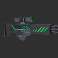 Futuristic Sci Fi Weapon With Green Glowing Stripes And Scope Design