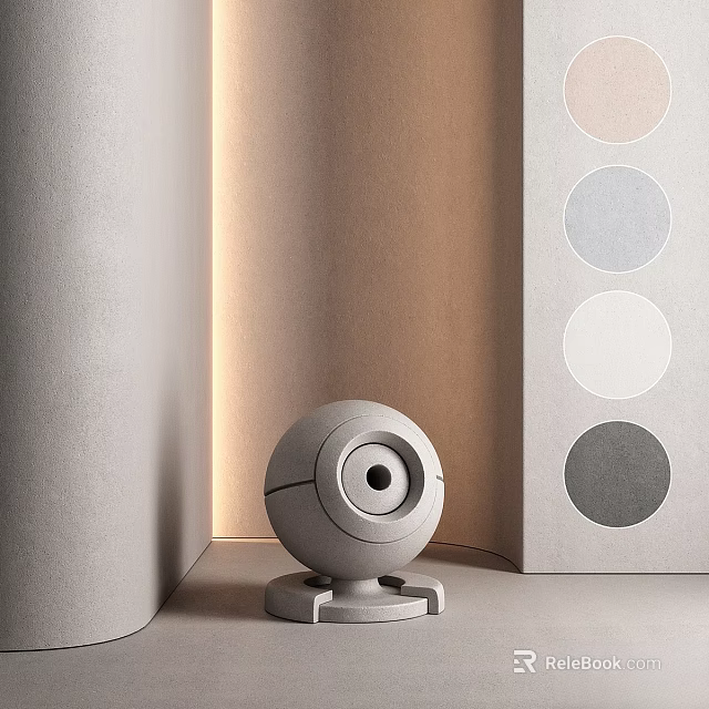 Gray Spherical Component With Hole On Base Stand By Colored Circular Patches 3d model 