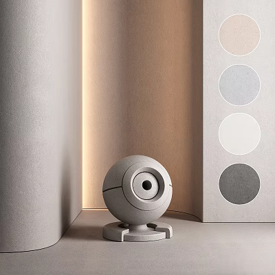 Gray Spherical Component With Hole On Base Stand By Colored Circular Patches 3d model