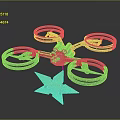Futuristic Drone With Star Shaped Object And Multiple Propellers Design 3d model