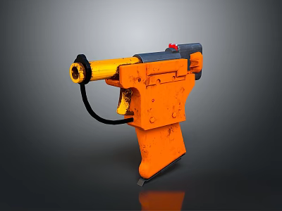 Orange Black And Yellow Pistol Modern Design Featuring Yellow Muzzle And Black Cable 3d model