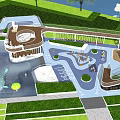 Children's Play Area With Water Play Section Slides Climbing Frames Colorful Pathways And Green Lawns