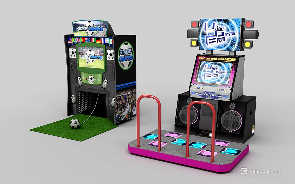 Interactive Entertainment Electronics Featuring Soccer Arcade Game Dance Machine With Pedals Screen And Speakers 3d model 