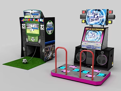 Interactive Entertainment Electronics Featuring Soccer Arcade Game Dance Machine With Pedals Screen And Speakers 3d model