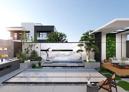 Modern courtyard landscape 3d model