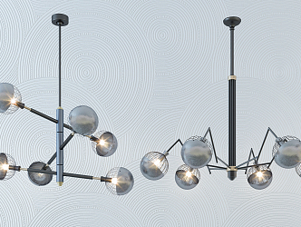 Post-modern chandelier stylish simple metal crystal chandelier combination 3d model