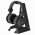 Black Over Ear Headphones With Soft Ear Cushions Adjustable Headband And Green Logo