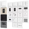 Assorted Electrical Switches And Sockets In White Black Beige With Functional Designs