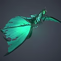 Fantasy Dragon With Green Glowing Tattered Wings Dark Scaled Body In Flying 3D Rendered Pose