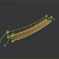 Wooden Suspension Bridge Model With Rope Railings Pillars And Wooden Planks Structure