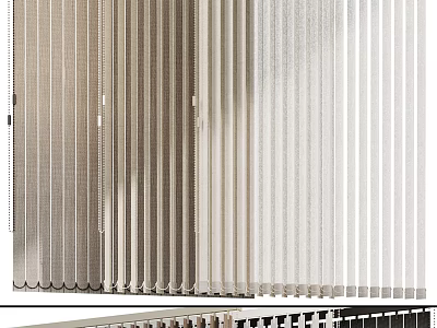 Light Beige Vertical Fabric Curtains with Elegant Soft Pleated Design for Modern Home Decor 3d model