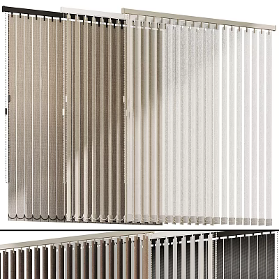 Light Beige Vertical Fabric Curtains with Elegant Soft Pleated Design for Modern Home Decor 3d model