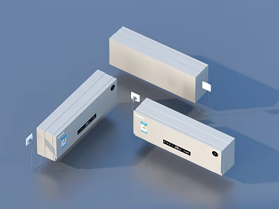White Rectangular Storage Boxes With Label Slots And Interface Design 3d model