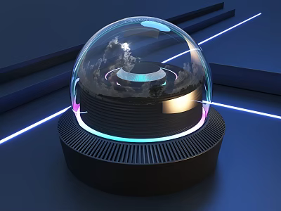 Transparent Spherical Decorative Light with Black Base and Illuminated Design for Modern Home Decor 3d model