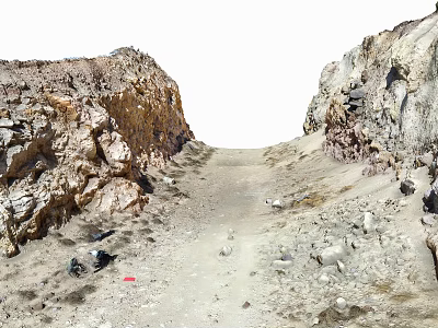 Natural Rocky Canyon Landscape With Stony Dirt Path And Steep Cliff Walls 3d model