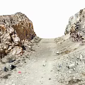 Natural Rocky Canyon Landscape With Stony Dirt Path And Steep Cliff Walls