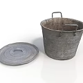 Durable Metal Bucket With Two Handles And Matching Lid For Daily Household Use
