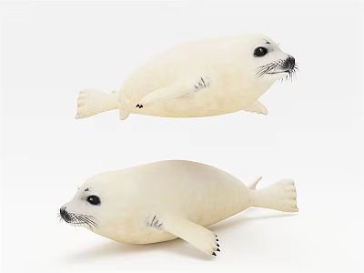 Two White Reptile Plush Toys Lying Flat and Sideways on White Background 3d model
