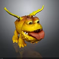 Cute Yellow Dragon Figurine With Red Body Big Eyes And Sticking Tongue