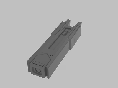 Gray Long Rectangular Mechanical Component With Protrusions And Holes Structure 3d model