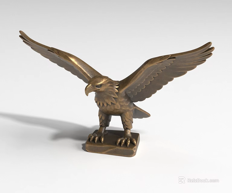 Brass Eagle Landscape Sculpture With Spread Wings Standing on Base 3d model 