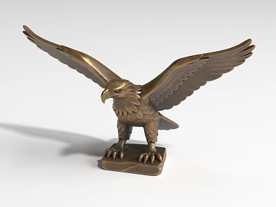 Brass Eagle Landscape Sculpture With Spread Wings Standing on Base 3d model