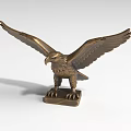 Brass Eagle Landscape Sculpture With Spread Wings Standing on Base