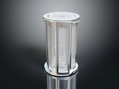 Modern Kitchen Transparent Cylindrical Storage Jar With Metal Frame And Glass Body 3d model