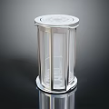 Modern Kitchen Transparent Cylindrical Storage Jar With Metal Frame And Glass Body