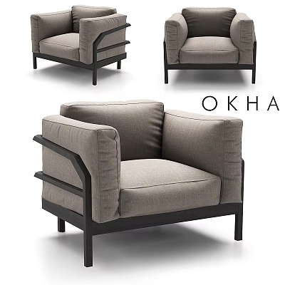 Modern Upholstered Lounge Chair With Black Frame And Comfortable Cushioned Seat 3d model