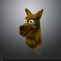Cute Cartoon Dog Head 3D Model Character With Brown Fur And Blue Eyes