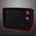 Vintage Red Television Electronic Appliance With Black Screen And Control Knobs