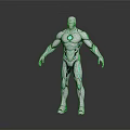 White Humanoid Character With Blue Luminous Lines And Futuristic Tech Armor Design 3d model