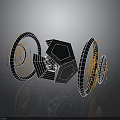 Modern Wireframe Geometric Spacecraft Structure With Orbital Rings Cosmic 3D Design 3d model