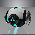 Space Exploration Spherical Device With White Black Shell Blue Lights Three Circular Sensors And Hatch 3d model