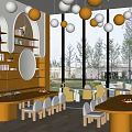 Modern Kindergarten Interior Design With Round Tables And Hanging Ball Decorations