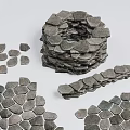 Natural Stone And Wood Materials With Stacked Pieces And Scattered Tiles