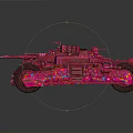 Pink Armored Vehicle With Intricate Mechanical Structures And Large Wheels